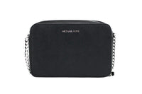 Michael Kors Jet Set Large Saffiano Leather Crossbody — Silver