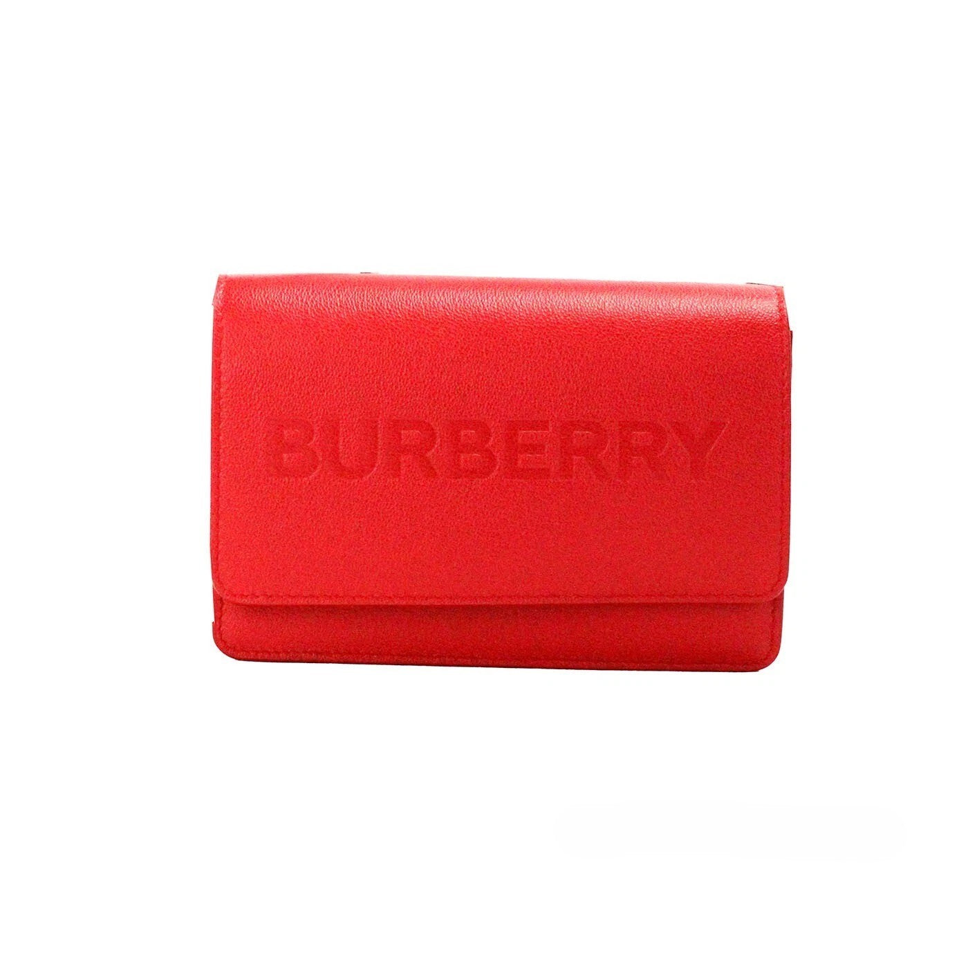 Burberry Hampshire Small Embossed Logo Leather Crossbody — Red