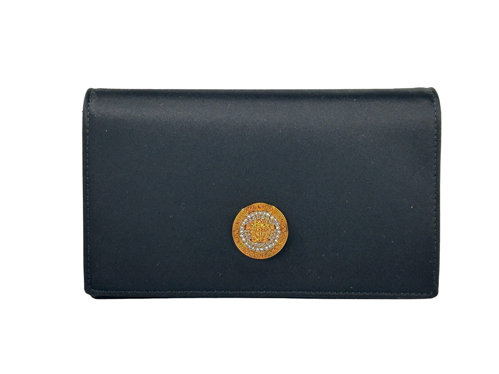 Versace Mini Chain Fabric Crossbody Wallet Bag