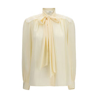 Chloé Beige Polyester Bow Blouse
