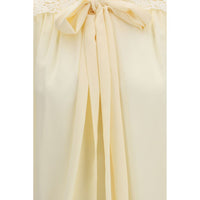 Chloé Beige Polyester Bow Blouse