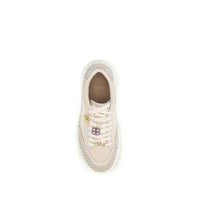 Chloé Beige Calf Leather Nama Platform Sneakers