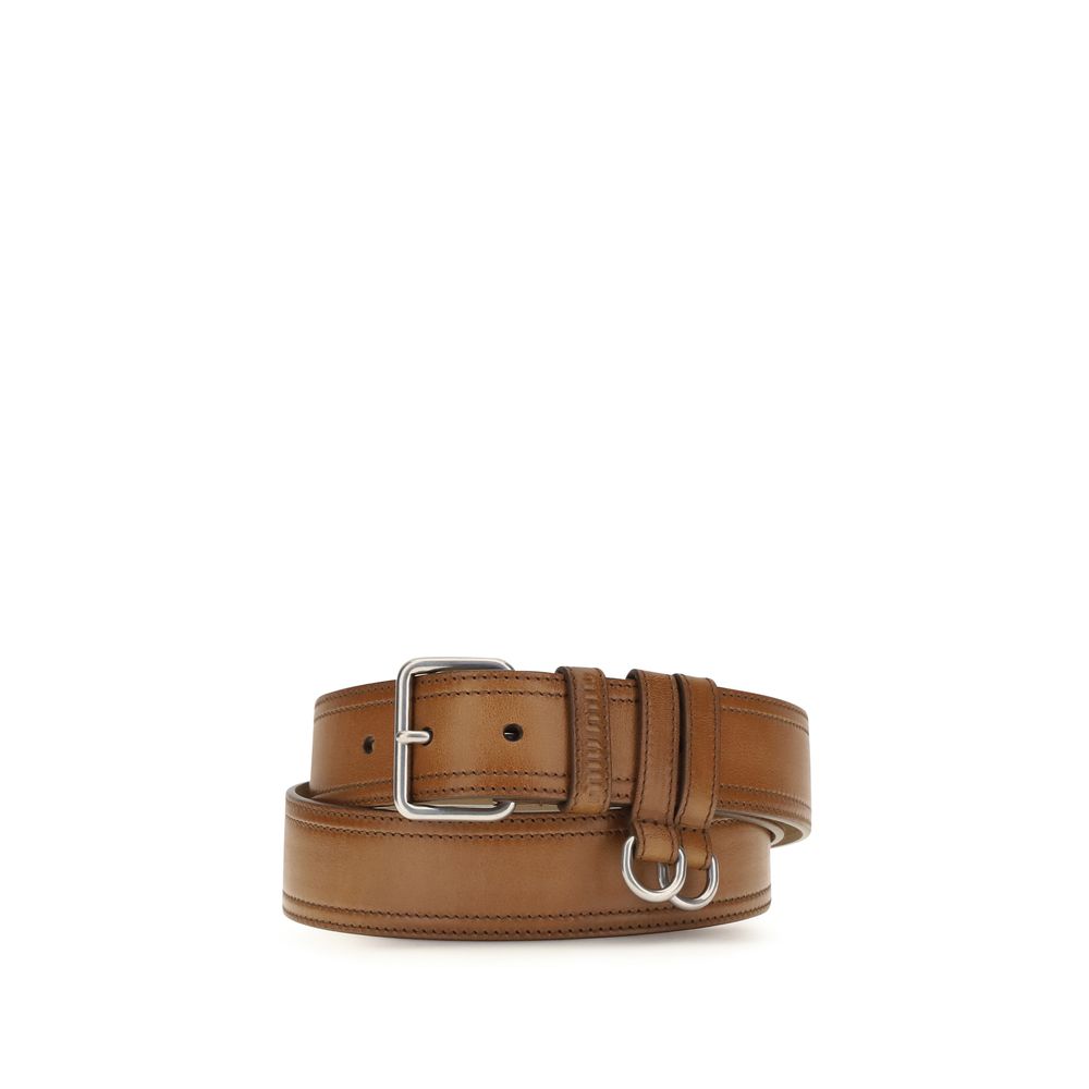 Miu Miu Workwear-Inspired Leather Belt — Brown