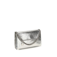 Stella McCartney Falabella Metallic Shoulder Bag — Silver