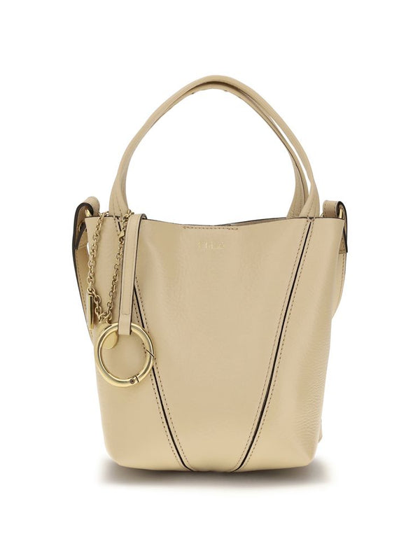 Chloé Beige Calf Leather Spin Shoulder Bag