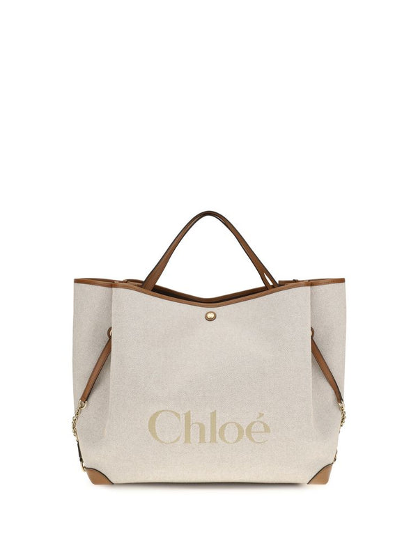 Chloé Beige Cotton Large Carry Tote Bag