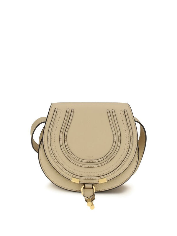 Chloé Beige Calf Leather Small Marcie Shoulder Bag