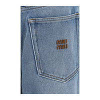 Miu Miu Washed Denim Wide-Fit Low-Rise Jeans