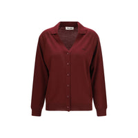 Miu Miu Virgin Wool Button-Through Cardigan — Bordeaux
