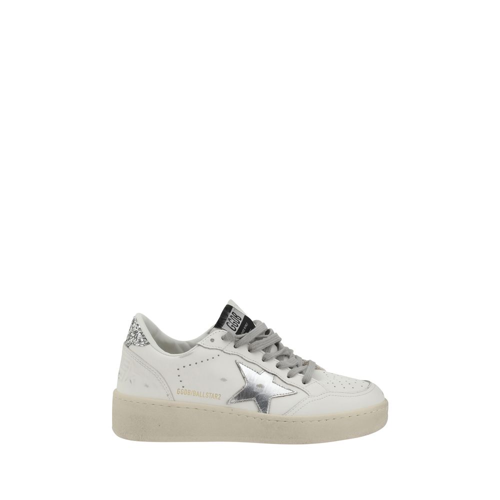 Golden Goose Ball Star 2 Leather Sneaker — Silver