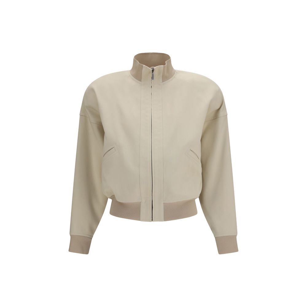 Gucci Silk Poplin Bomber Jacket — Beige