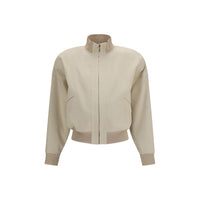 Gucci Silk Poplin Bomber Jacket — Beige