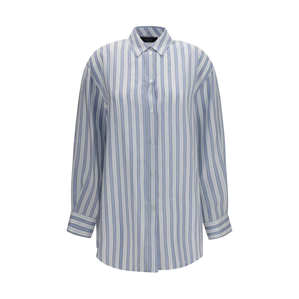 Gucci Baiadera Silk Jacquard Shirt — Blue