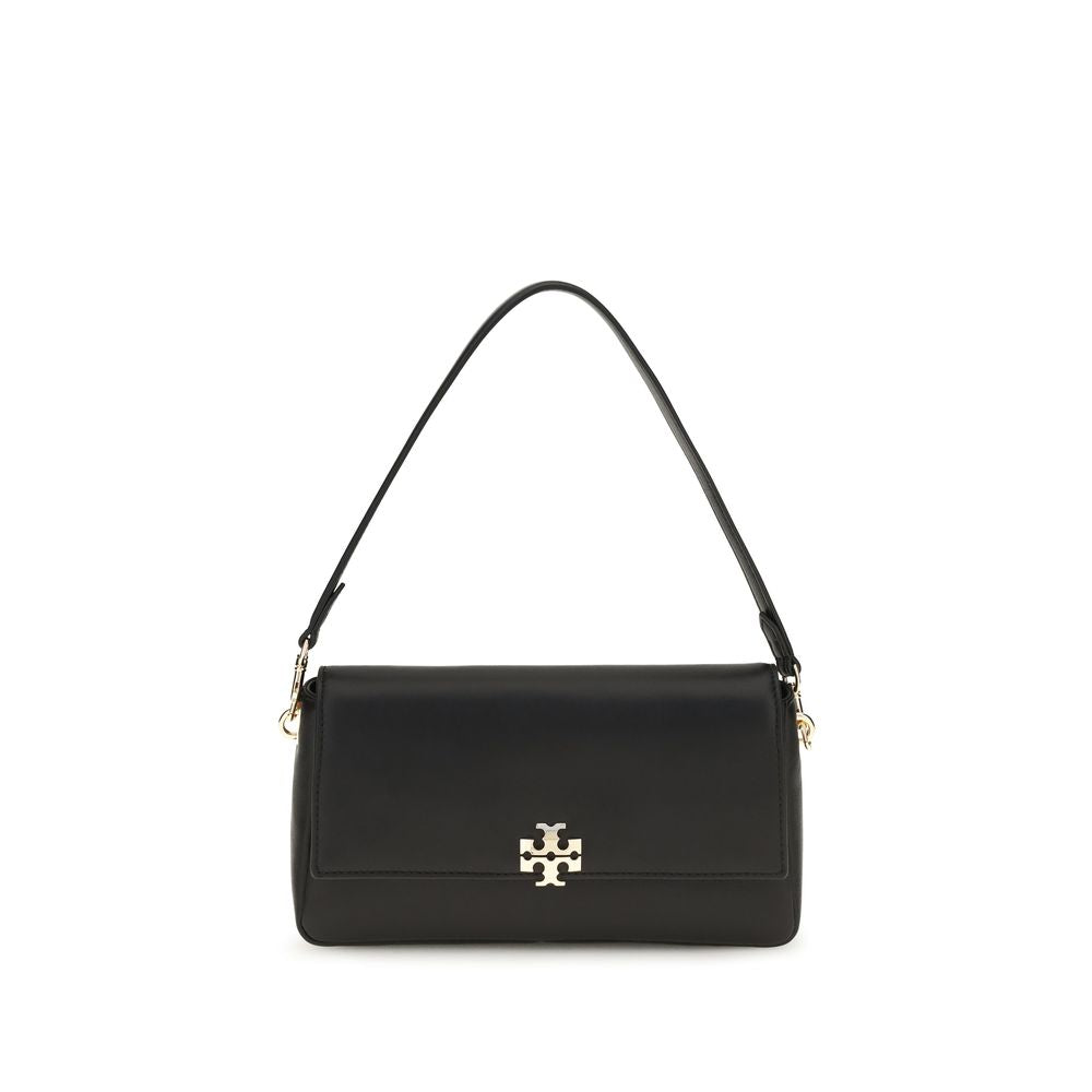 Tory Burch Charlie Small Leather Shoulder Bag — Black