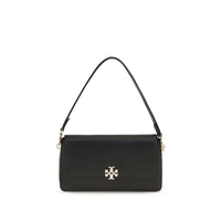 Tory Burch Charlie Small Leather Shoulder Bag — Black