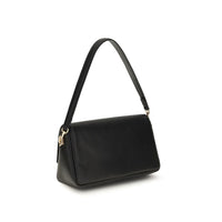 Tory Burch Charlie Small Leather Shoulder Bag — Black