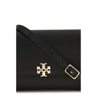 Tory Burch Charlie Small Leather Shoulder Bag — Black