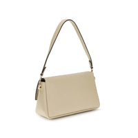 Tory Burch Charlie Small Leather Shoulder Bag — Beige
