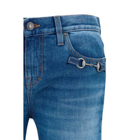 Gucci Horsebit Flared Denim Jeans — Blue