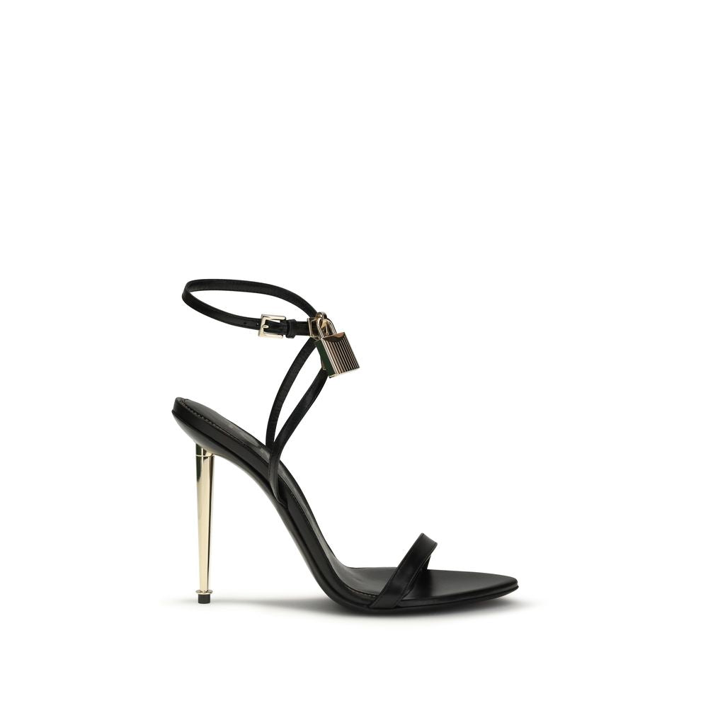 Tom Ford Padlock Pointy Naked Stiletto Sandal — Black