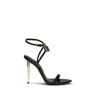 Tom Ford Padlock Pointy Naked Stiletto Sandal — Black