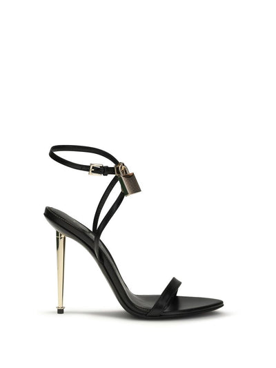 Tom Ford Padlock Pointy Naked Stiletto Sandal — Black