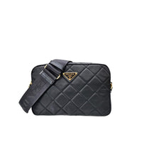 Prada Re-Nylon Triangle Logo Shoulder Bag — Black