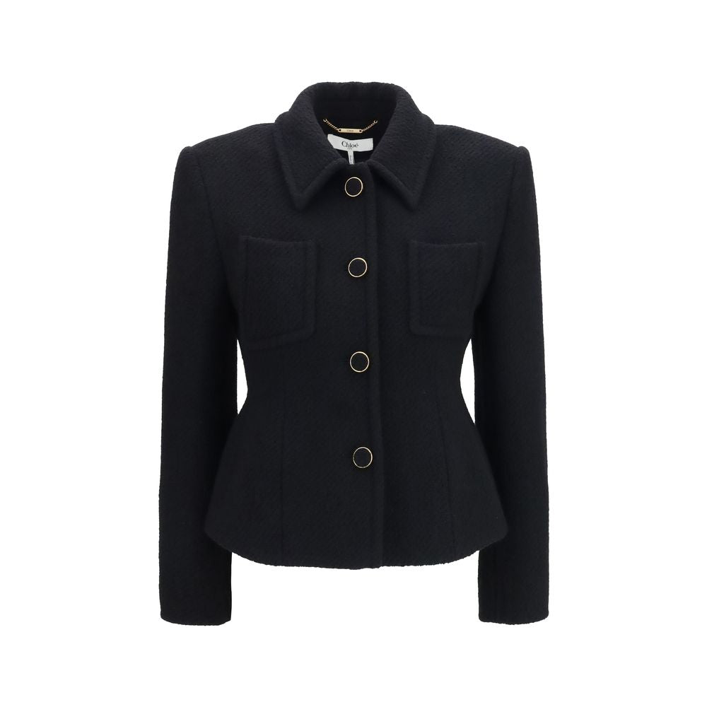 Chloé Black Tweed Cropped Blazer