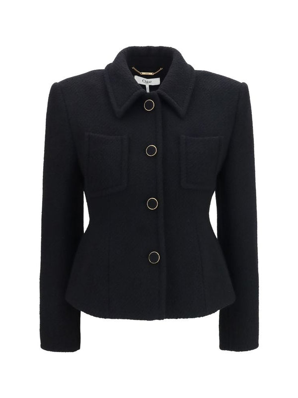 Chloé Black Tweed Cropped Blazer
