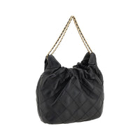 Tory Burch Fleming Mini Hobo Leather Shoulder Bag — Black