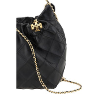 Tory Burch Fleming Mini Hobo Leather Shoulder Bag — Black