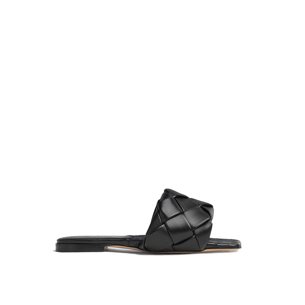 Bottega Veneta Lamb Leather Flat Sandal — Black