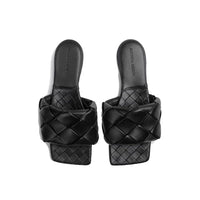 Bottega Veneta Lamb Leather Flat Sandal — Black