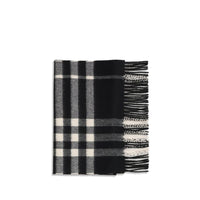 Burberry Embroidered Check Cashmere Scarf — Black