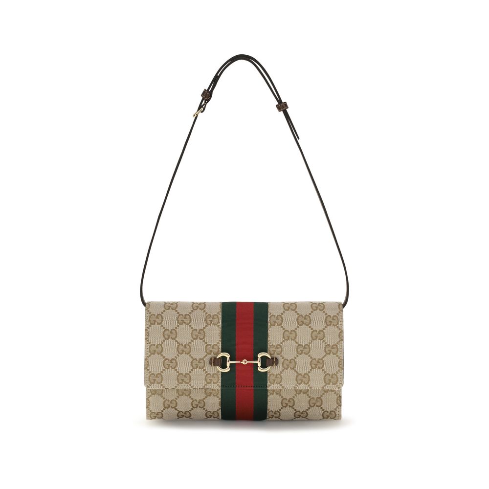 Gucci Horsebit Web GG Canvas Wallet with Strap