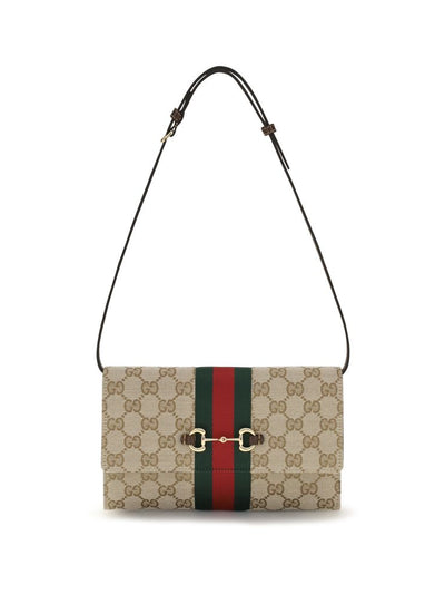Gucci Horsebit Web GG Canvas Wallet with Strap