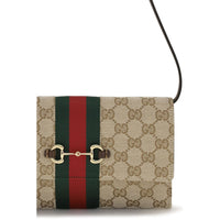 Gucci Horsebit Web GG Canvas Wallet with Strap