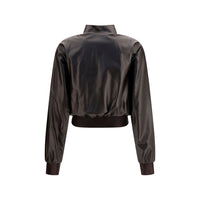 Gucci Nappa Leather Bomber Jacket — Brown