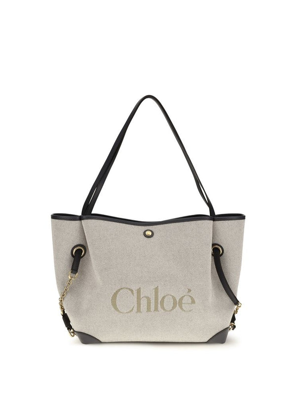 Chloé Gray Cotton Clover Tote Bag