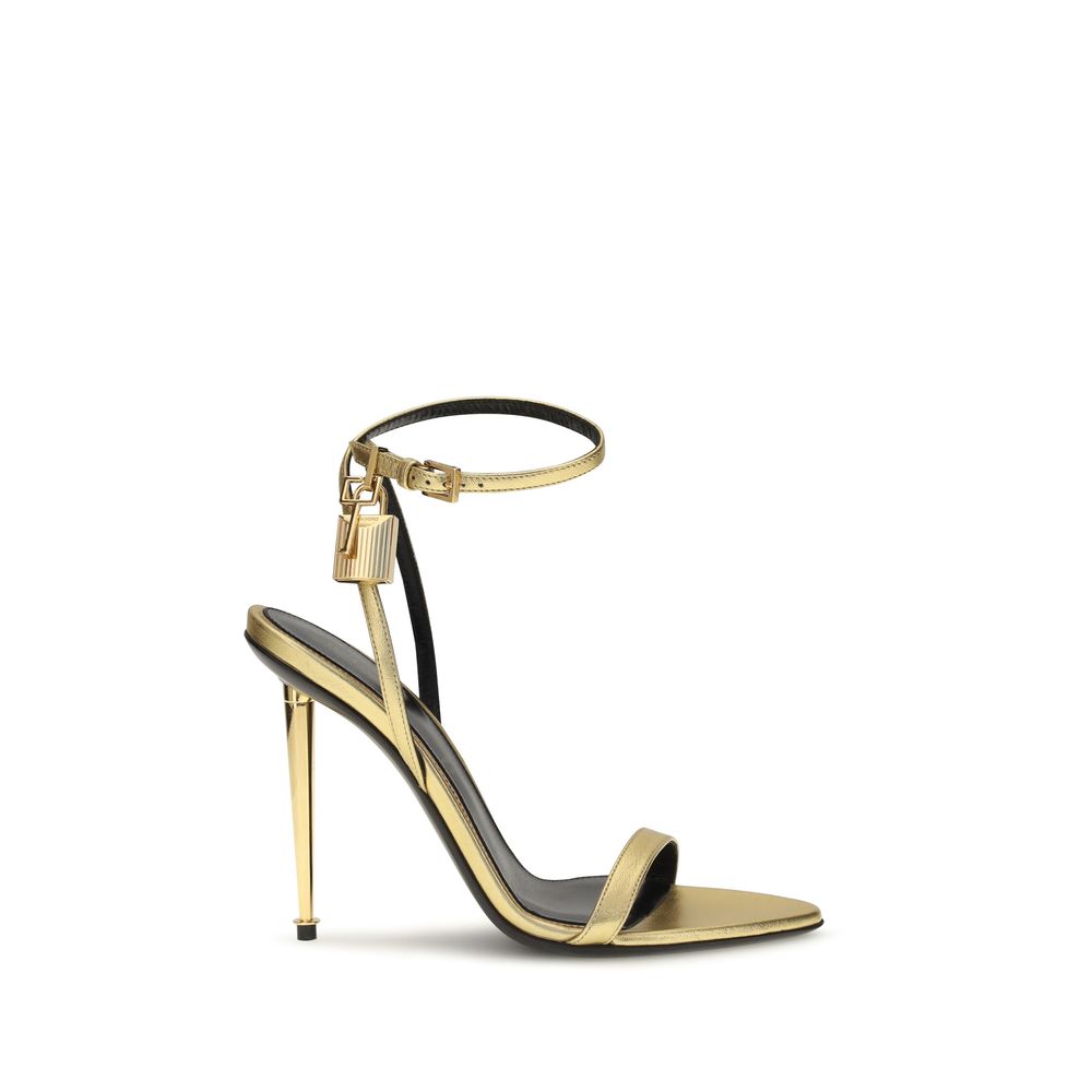 Tom Ford Lambskin Open-Toe Stiletto Sandal — Gold