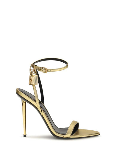 Tom Ford Lambskin Open-Toe Stiletto Sandal — Gold