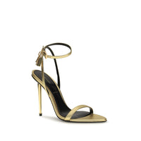 Tom Ford Lambskin Open-Toe Stiletto Sandal — Gold
