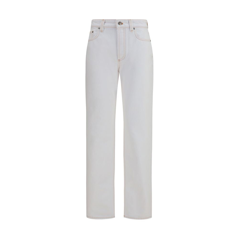Versace Greca Waistband High-Waisted Jeans — White