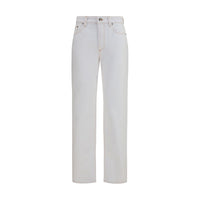 Versace Greca Waistband High-Waisted Jeans — White