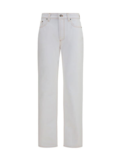 Versace Greca Waistband High-Waisted Jeans — White
