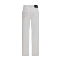Versace Greca Waistband High-Waisted Jeans — White