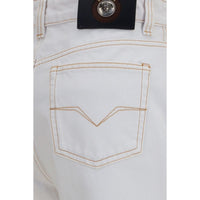 Versace Greca Waistband High-Waisted Jeans — White