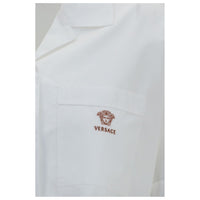 Versace Greca Detail Cropped Cotton Poplin Shirt
