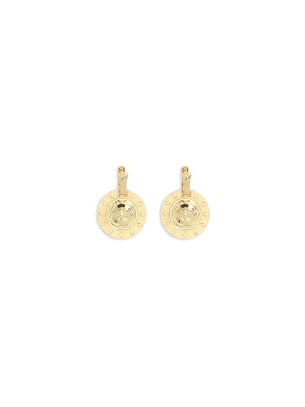 Versace Irradia Medusa Hammered Gold Earrings