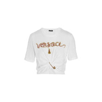 Versace Cropped Cotton T-Shirt — White